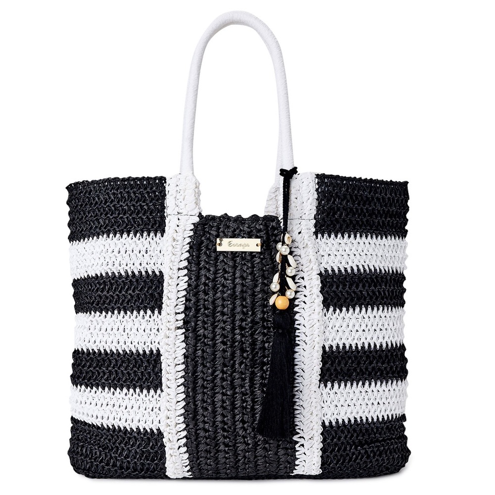 Time and Tru Black and White Tote Bag